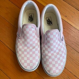 Pink Checkered Vans Slipons - Size W8